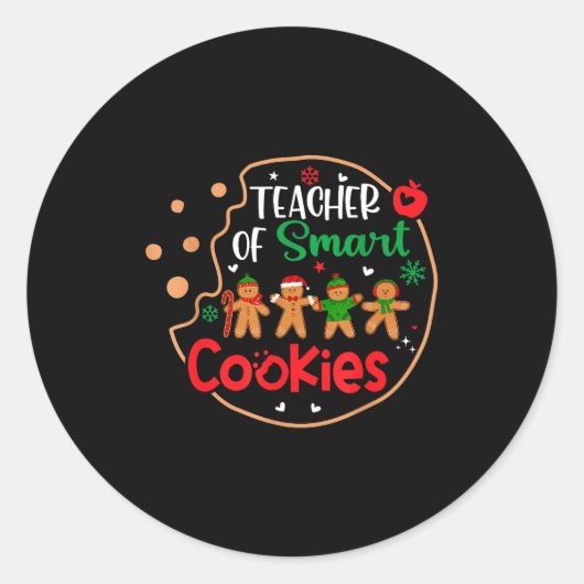 Christmas Teacher Of Smart Cookies Funny Cute Ging Runder Aufkleber (Vorderseite)
