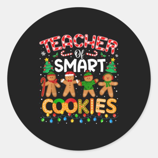 Christmas Teacher Of Smart Cookies Funny Cute Ging Runder Aufkleber (Vorderseite)