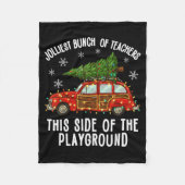 Christmas Teacher Squad Festive Car Tree Lights Xm Fleecedecke (Vorderseite)