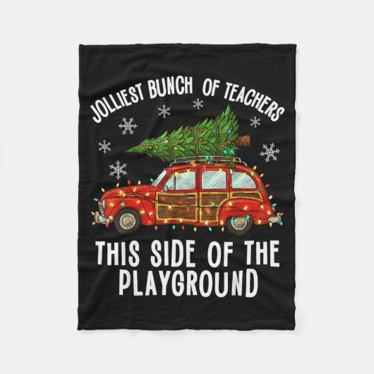 Christmas Teacher Squad Festive Car Tree Lights Xm Fleecedecke (Vorderseite)