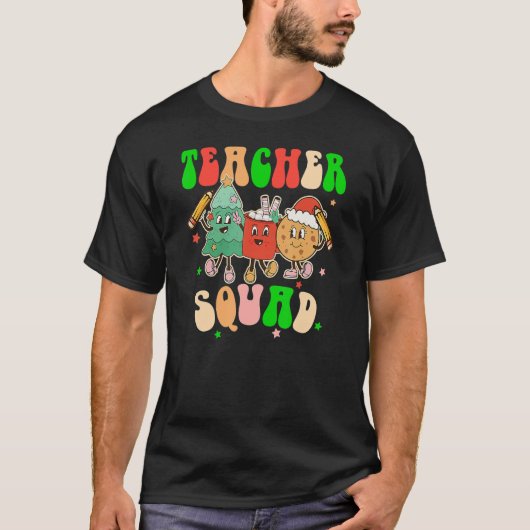 Christmas Teacher Squad Retro Groovy Xmas Teacher T-Shirt (Vorderseite)