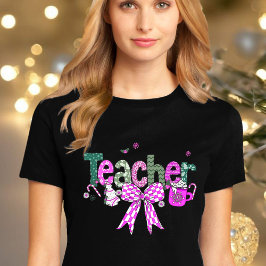 Christmas Teacher T-Shirt Women's Holiday Graphic Tri-Blend Shirt