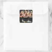 Christmas Tealight Candlelight Quadratischer Aufkleber (Tasche)