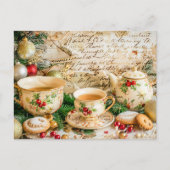 Christmas Teapot Set with Pine Green and Ornaments Postkarte (Vorderseite)
