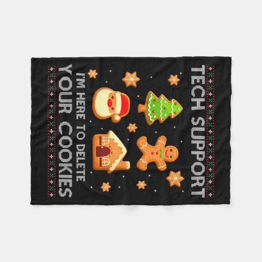 Christmas Tech Suprt Here To Delete Cookies Ugly S Fleecedecke (Vorderseite (Horizontal))