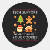 Christmas Tech Suprt Here To Delete Cookies Ugly S Runder Aufkleber (Vorderseite)