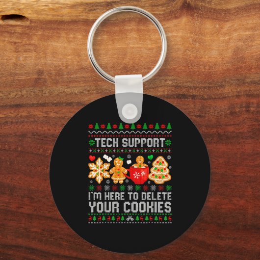 Christmas Tech Suprt Here To Delete Cookies Ugly X Schlüsselanhänger (Vorderseite)