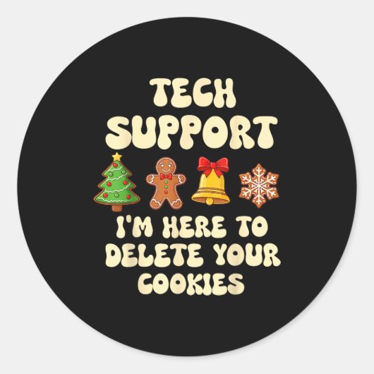 Christmas Tech Suprt Here To Delete Cookies Xmas G Runder Aufkleber (Vorderseite)