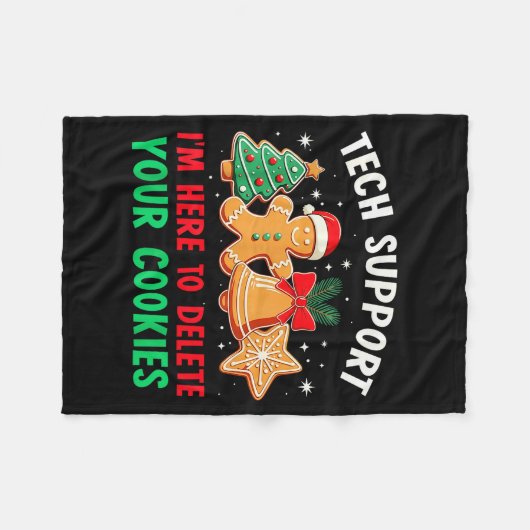 Christmas Tech Suprt Here To Delete Cookies Xmas M Fleecedecke (Vorderseite (Horizontal))