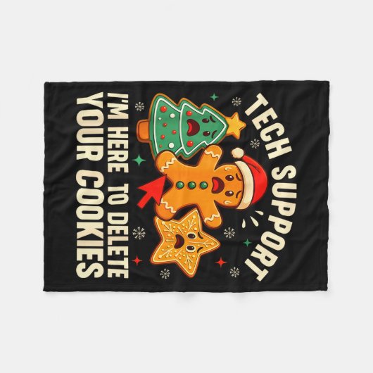 Christmas Tech Suprt Here To Delete Cookies Xmas M Fleecedecke (Vorderseite (Horizontal))