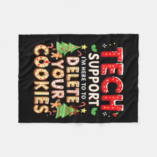Christmas Tech Suprt Here To Delete Cookies Xmas M Fleecedecke (Vorderseite (Horizontal))