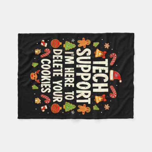 Christmas Tech Suprt Here To Delete Cookies Xmas M Fleecedecke (Vorderseite (Horizontal))