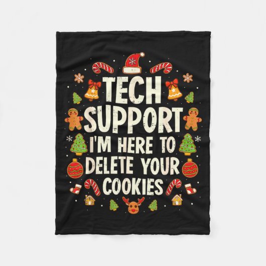 Christmas Tech Suprt Here To Delete Cookies Xmas M Fleecedecke (Vorderseite)