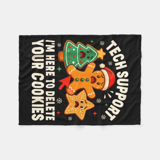 Christmas Tech Suprt Here To Delete Cookies Xmas M Fleecedecke (Vorderseite (Horizontal))