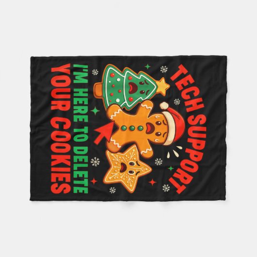 Christmas Tech Suprt Here To Delete Cookies Xmas M Fleecedecke (Vorderseite (Horizontal))