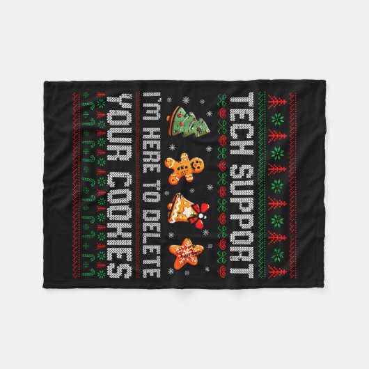 Christmas Tech Suprt Here To Delete Cookies Xmas M Fleecedecke (Vorderseite (Horizontal))
