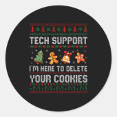 Christmas Tech Suprt Here To Delete Cookies Xmas M Runder Aufkleber (Vorderseite)