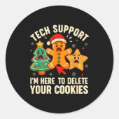 Christmas Tech Suprt Here To Delete Cookies Xmas M Runder Aufkleber (Vorderseite)