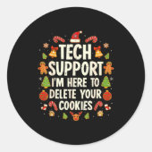 Christmas Tech Suprt Here To Delete Cookies Xmas M Runder Aufkleber (Vorderseite)