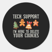 Christmas Tech Suprt Here To Delete Cookies Xmas M Runder Aufkleber (Vorderseite)