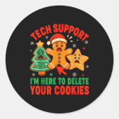 Christmas Tech Suprt Here To Delete Cookies Xmas M Runder Aufkleber (Vorderseite)