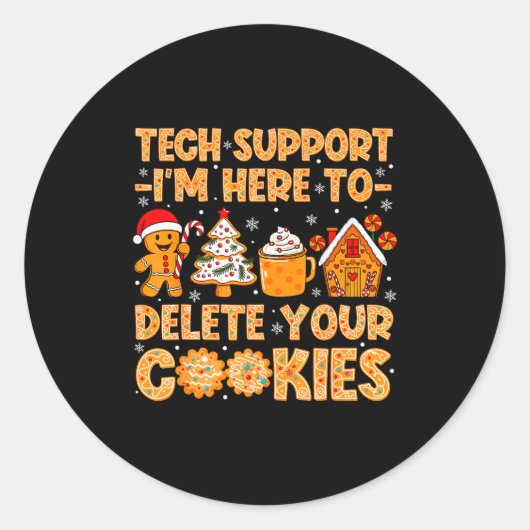 Christmas Tech Suprt Here To Delete Cookies Xmas M Runder Aufkleber (Vorderseite)