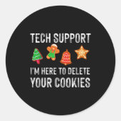 Christmas Tech Suprt Here To Delete Cookies Xmas M Runder Aufkleber (Vorderseite)
