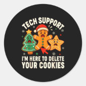 Christmas Tech Suprt Here To Delete Cookies Xmas M Runder Aufkleber (Vorderseite)