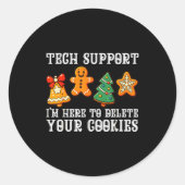 Christmas Tech Suprt Here To Delete Cookies Xmas M Runder Aufkleber (Vorderseite)