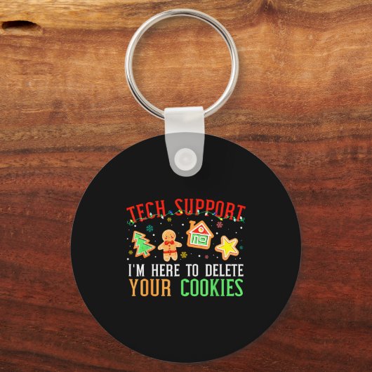 Christmas Tech Suprt Here To Delete Cookies Xmas M Schlüsselanhänger (Vorderseite)