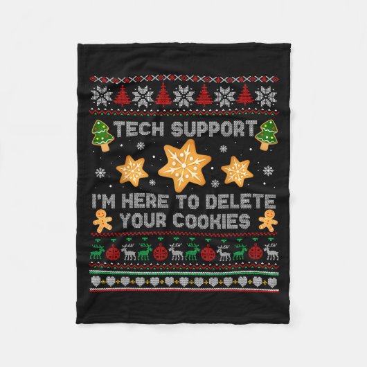 Christmas Tech Suprt Here To Delete Cookies Xmas P Fleecedecke (Vorderseite)