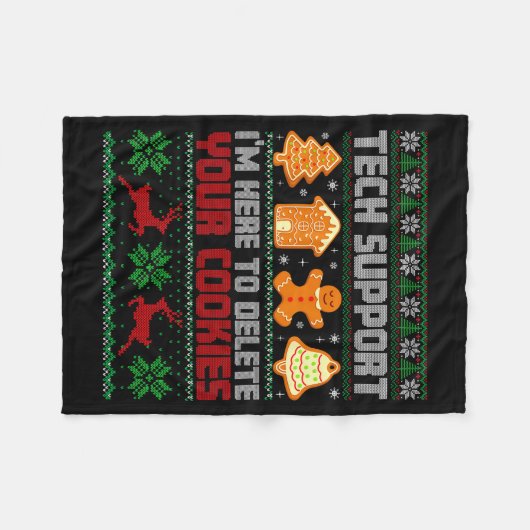 Christmas Tech Suprt I'm Here To Delete Cookies Me Fleecedecke (Vorderseite (Horizontal))