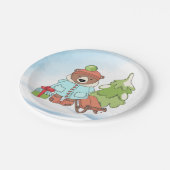 Christmas Teddy Bar Couple mit Geschenk Pappteller (Schrägansicht)