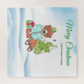 Christmas Teddy Bar Couple mit Geschenk Puzzle (Horizontal)