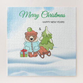 Christmas Teddy Bar Couple mit Geschenk Puzzle