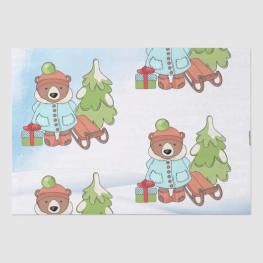 Christmas Teddy Bar Couple mit Geschenk Seidenpapier (Vorderseite)