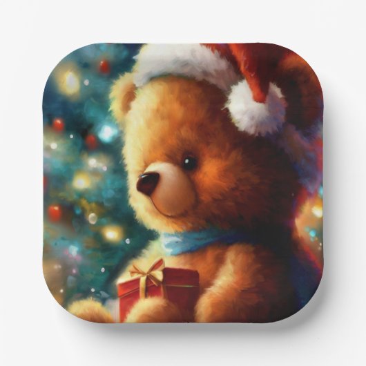 Christmas Teddy Bear 3 Pappteller (Vorderseite)