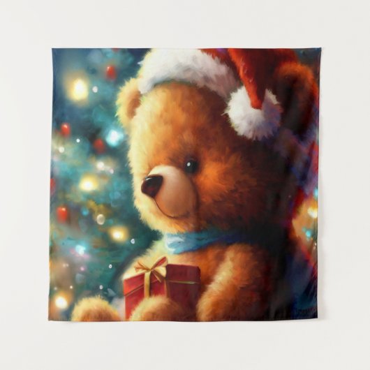 Christmas Teddy Bear 3 Wandteppich (Vorderseite)