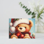 Christmas Teddy Bear 4 Feiertagspostkarte (Stehend Vorderseite)