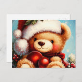 Christmas Teddy Bear 4 Feiertagspostkarte (Vorne/Hinten)