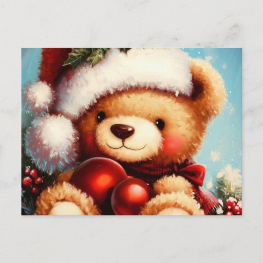 Christmas Teddy Bear 4 Feiertagspostkarte (Vorderseite)