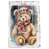 Christmas Teddy Bear add Name Mittlere Geschenktüte (Rückseite)