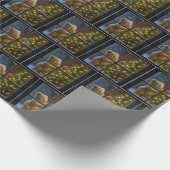 Christmas Teddy Bear Decorating a Tree Geschenkpapier (Ecke)