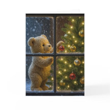 Christmas Teddy Bear Decorating a Tree