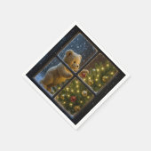 Christmas Teddy Bear Decorating a Tree Serviette (Ecke)