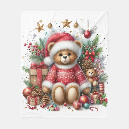Christmas Teddy Bear Fleece Blanket (Vorderseite)