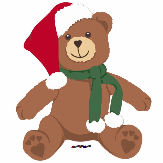 Christmas Teddy Bear Fotoskulptur Ornament (Vorne)