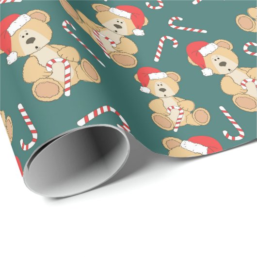 Christmas Teddy Bear Geschenkpapier (Rolleneckpunkt)