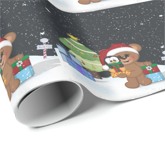 Christmas Teddy Bear Geschenkpapier (Rolleneckpunkt)