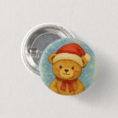 Christmas Teddy Bear in Snowy Wonderland Button (Vorne & Hinten)